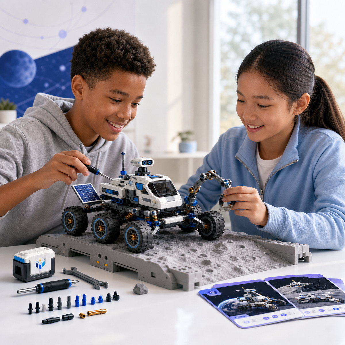 Novariqm Lunar Rover Engineering Set in a creative learning setting